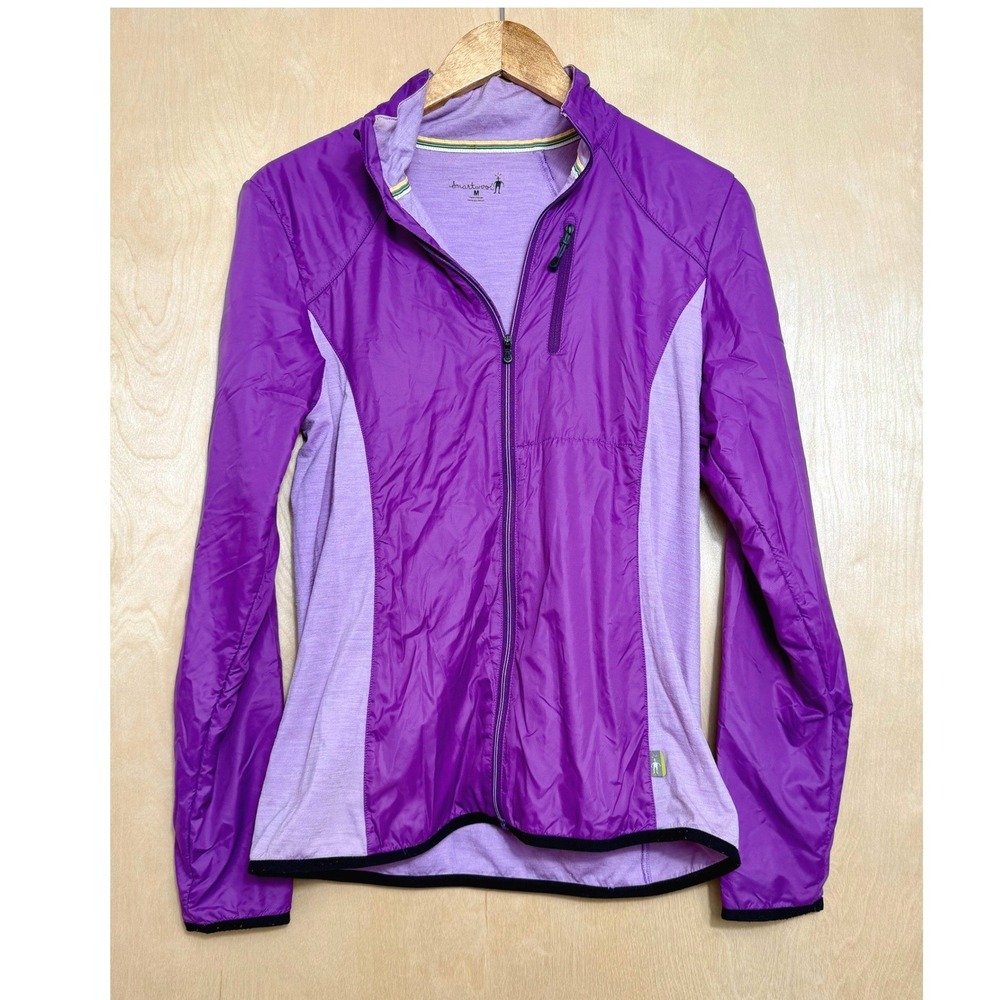 Smartwool Womens M PhD Hybrid Merino Wool Lined Windbreaker Jacket Purple